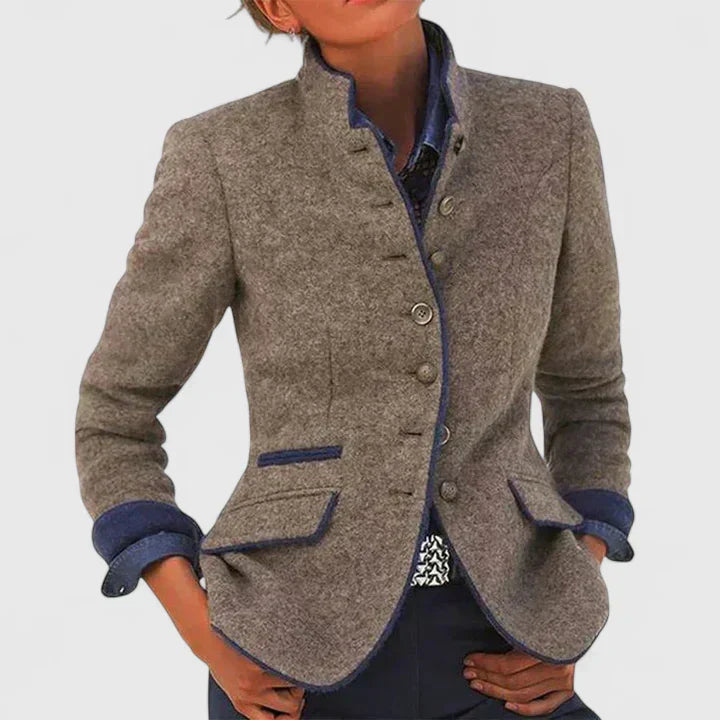 Women's Stand Collar Tweed Blazer