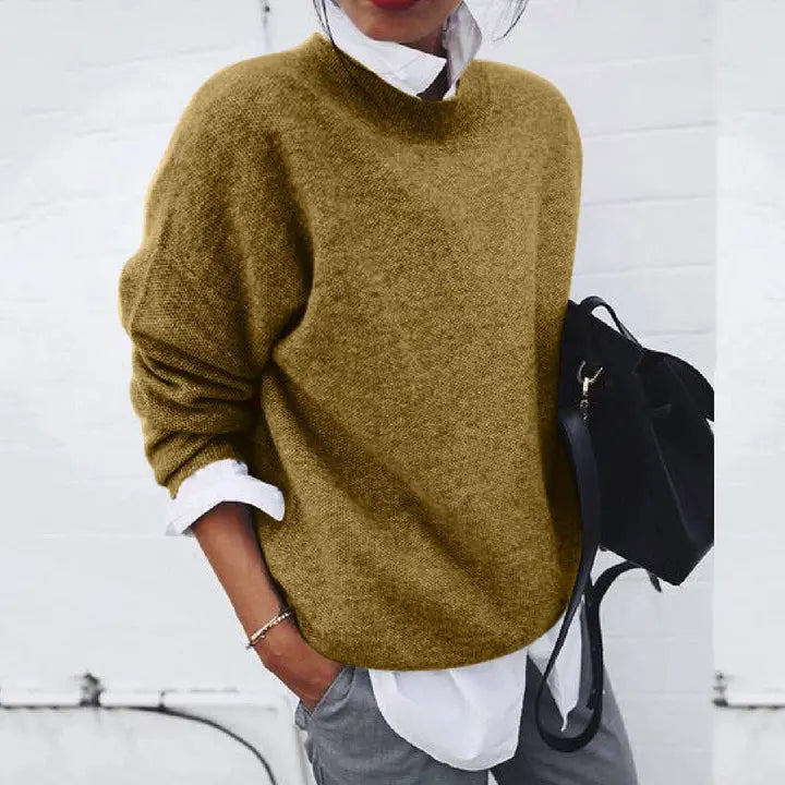 Women's Fine-Knit Crew Neck Sweater Relaxed Fit