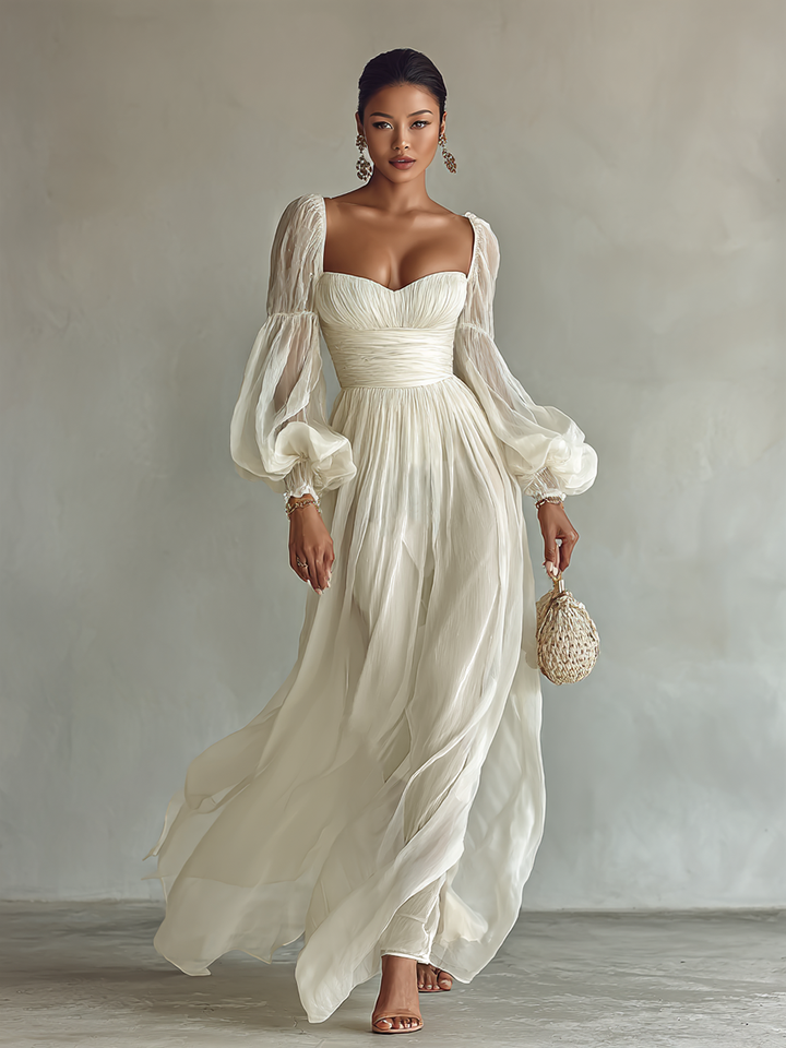Elegant Sweetheart Neck Maxi Dress