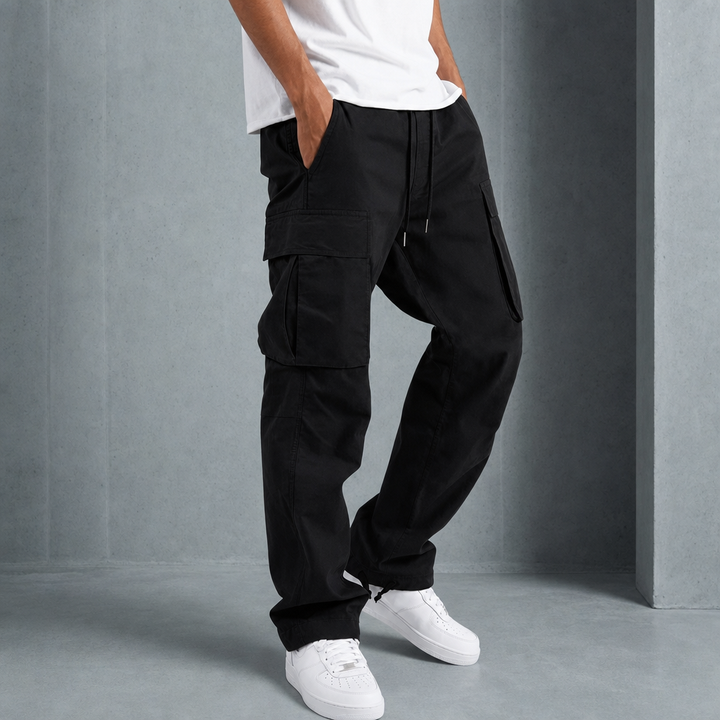 Men's Cotton Blend Cargo Pants with Drawcord Hem