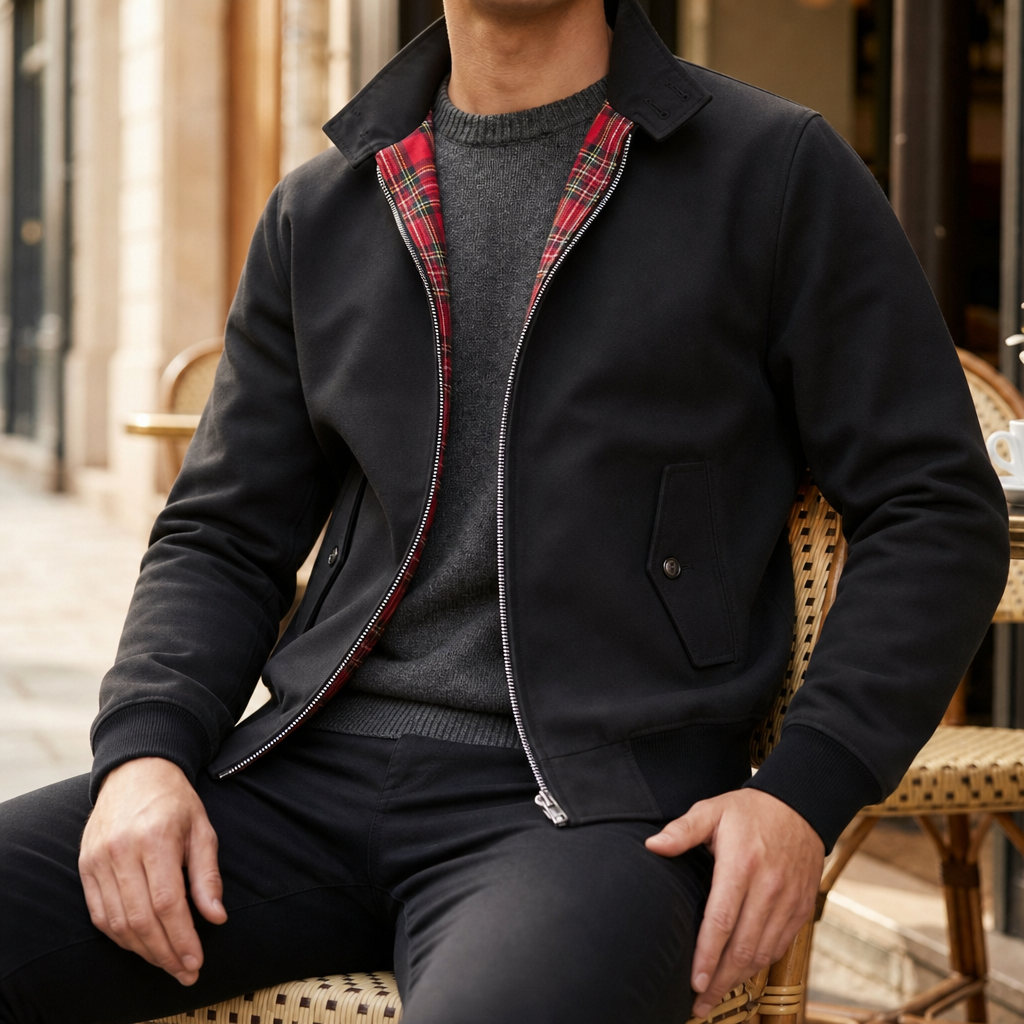 Men's Tartan Lined Harrington Jacket Classic Fit