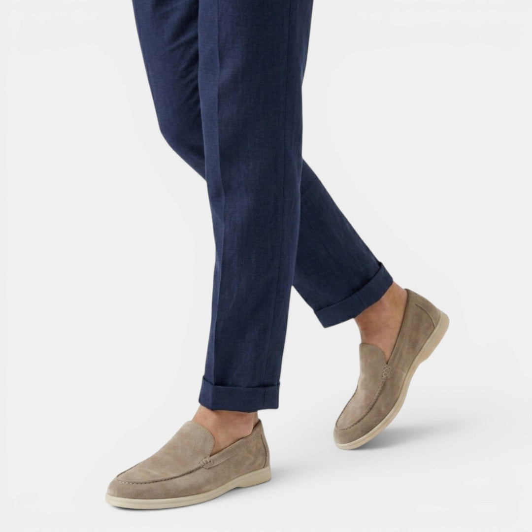 Men's Suede Moc-Toe Loafers with Contrast Sole