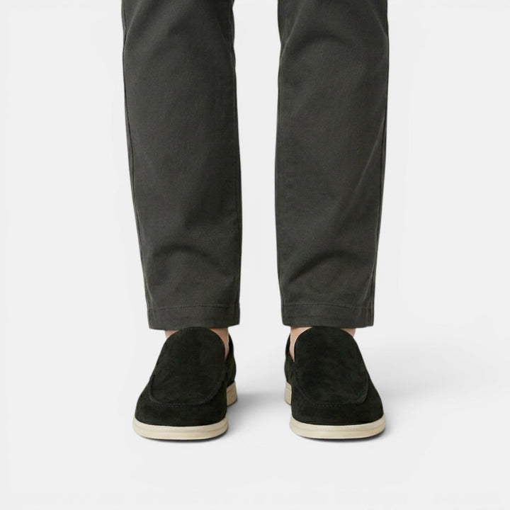 Men's Suede Moc-Toe Loafers with Contrast Sole