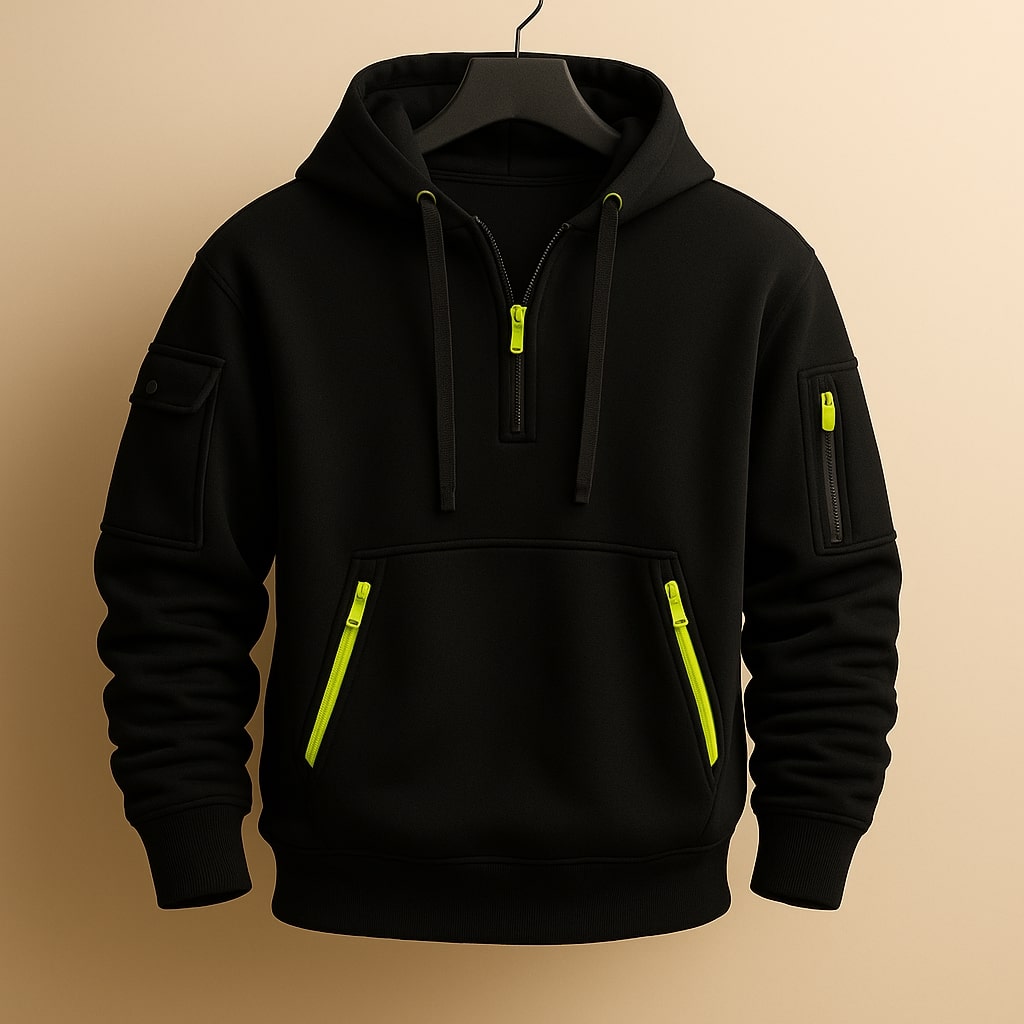 Men's Fleece Zip Hoodie Jacket with Utility Pockets
