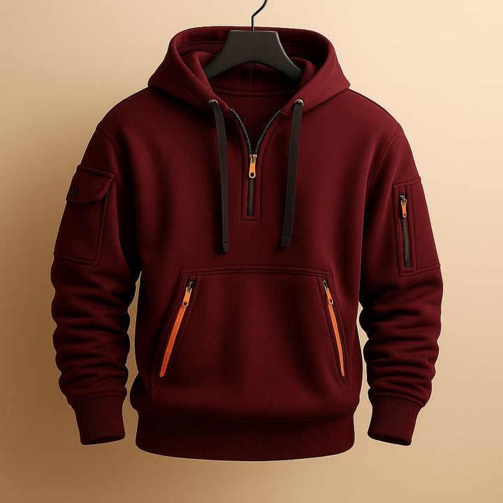 Men's Fleece Zip Hoodie Jacket with Utility Pockets