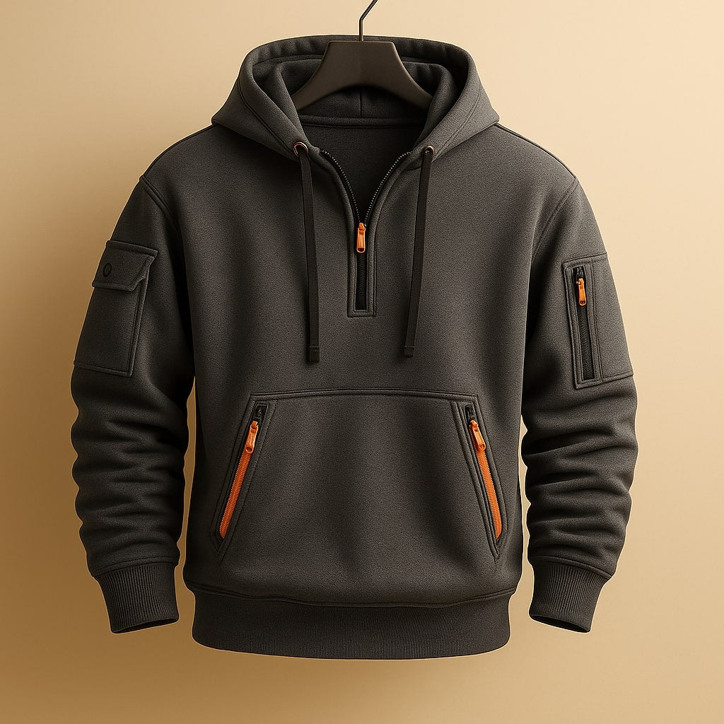Men's Fleece Zip Hoodie Jacket with Utility Pockets