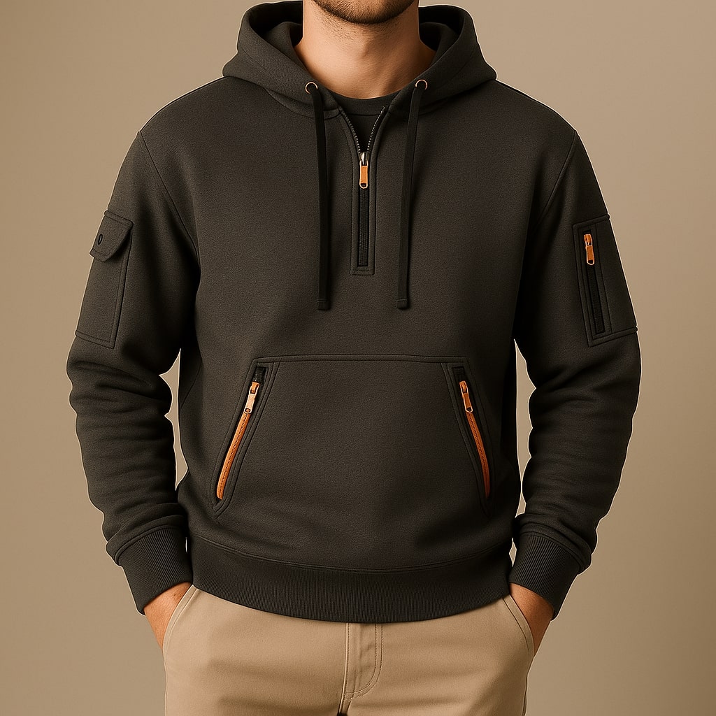 Men's Fleece Zip Hoodie Jacket with Utility Pockets