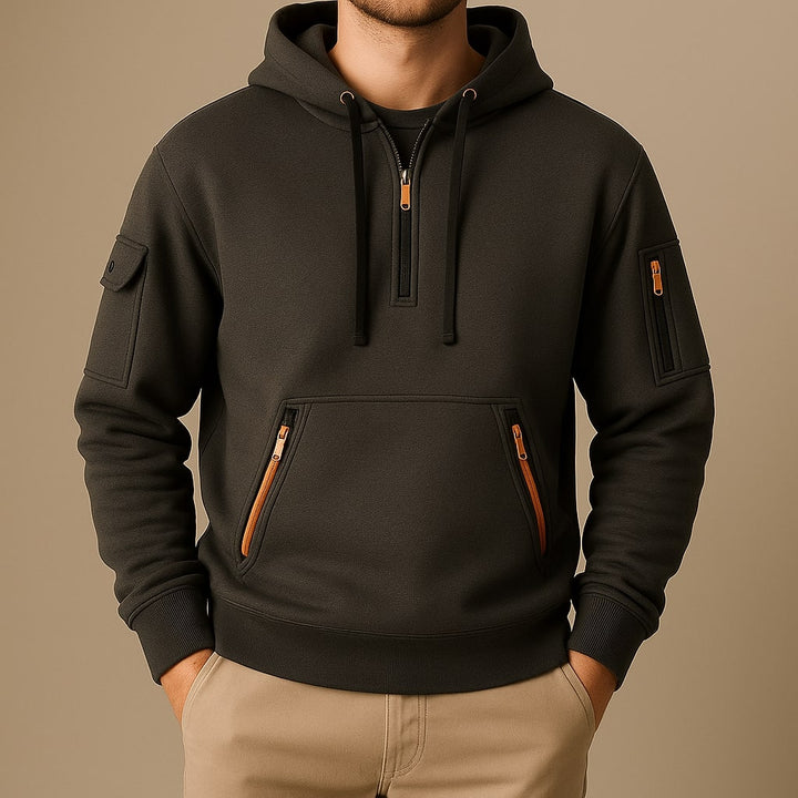 Men's Fleece Zip Hoodie Jacket with Utility Pockets