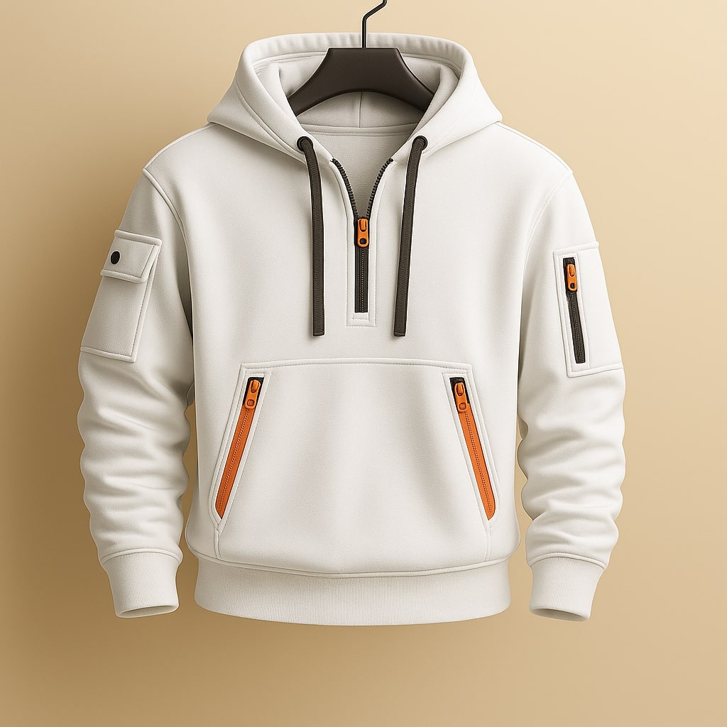 Men's Fleece Zip Hoodie Jacket with Utility Pockets