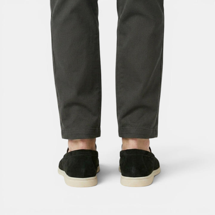 Men's Suede Moc-Toe Loafers with Contrast Sole