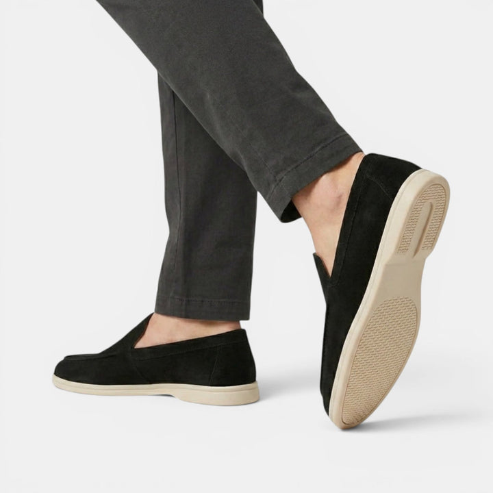 Men's Suede Moc-Toe Loafers with Contrast Sole