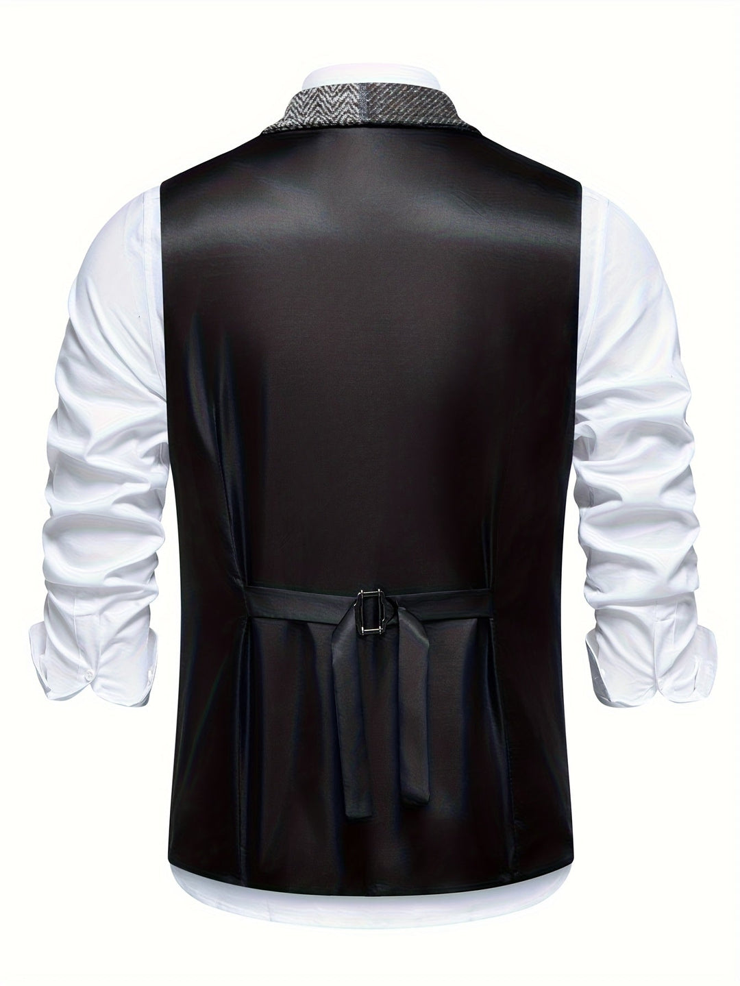 Men's Patchwork Tweed Suit Vest with Notch Lapel