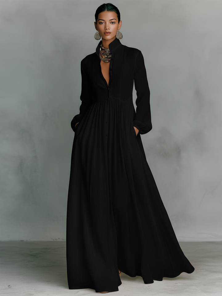 Flowy Long Sleeve Maxi Shirt Dress