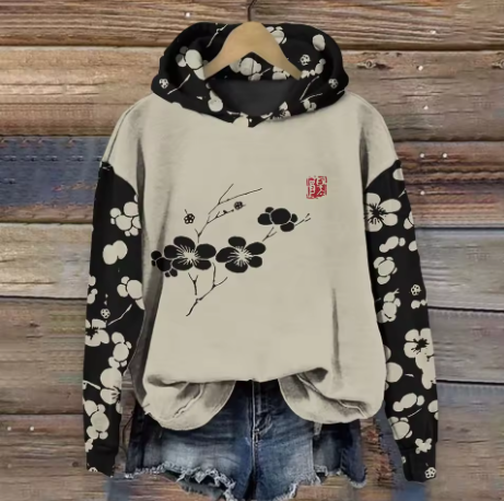 Women's Cherry Blossom Print Oversized Hoodie