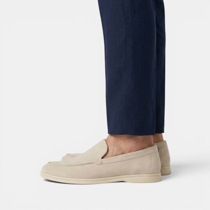 Men's Suede Moc-Toe Loafers with Contrast Sole