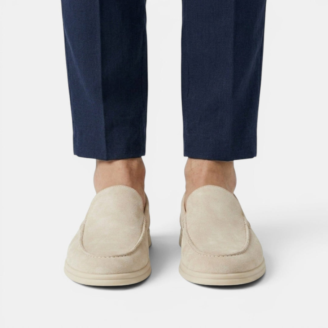 Men's Suede Moc-Toe Loafers with Contrast Sole
