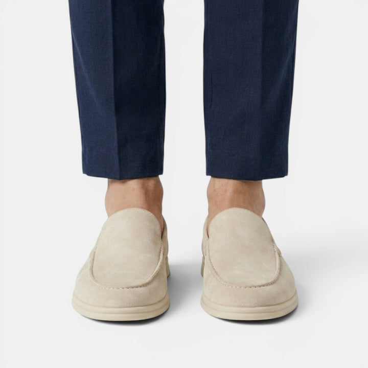 Men's Suede Moc-Toe Loafers with Contrast Sole