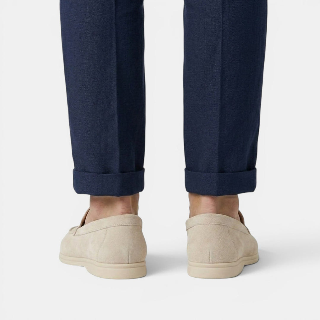 Men's Suede Moc-Toe Loafers with Contrast Sole