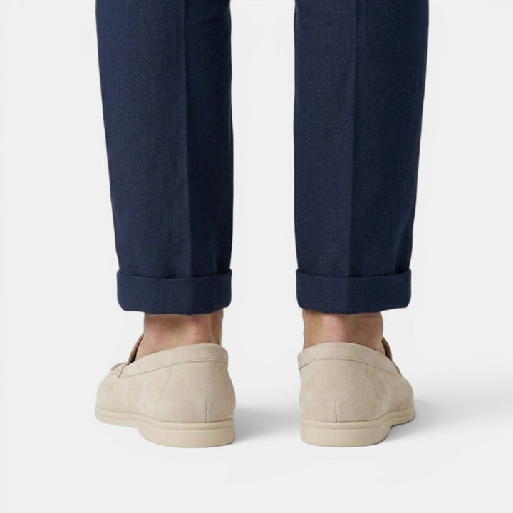 Men's Suede Moc-Toe Loafers with Contrast Sole