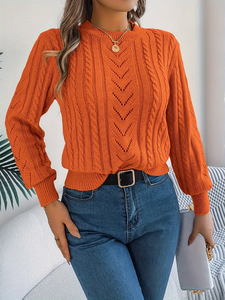 Women's Cable Knit Pointelle Sweater