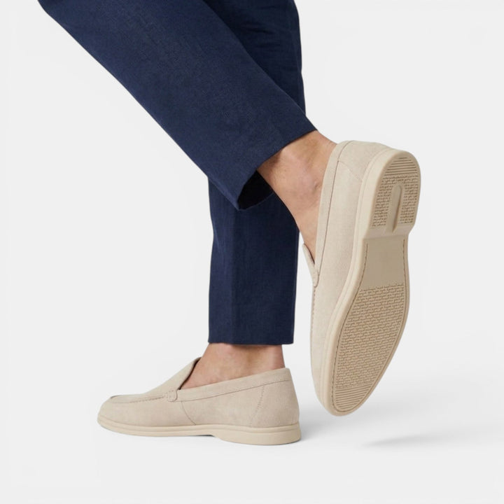 Men's Suede Moc-Toe Loafers with Contrast Sole
