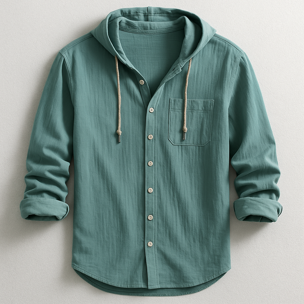 Men's Hooded Button Up Shirt