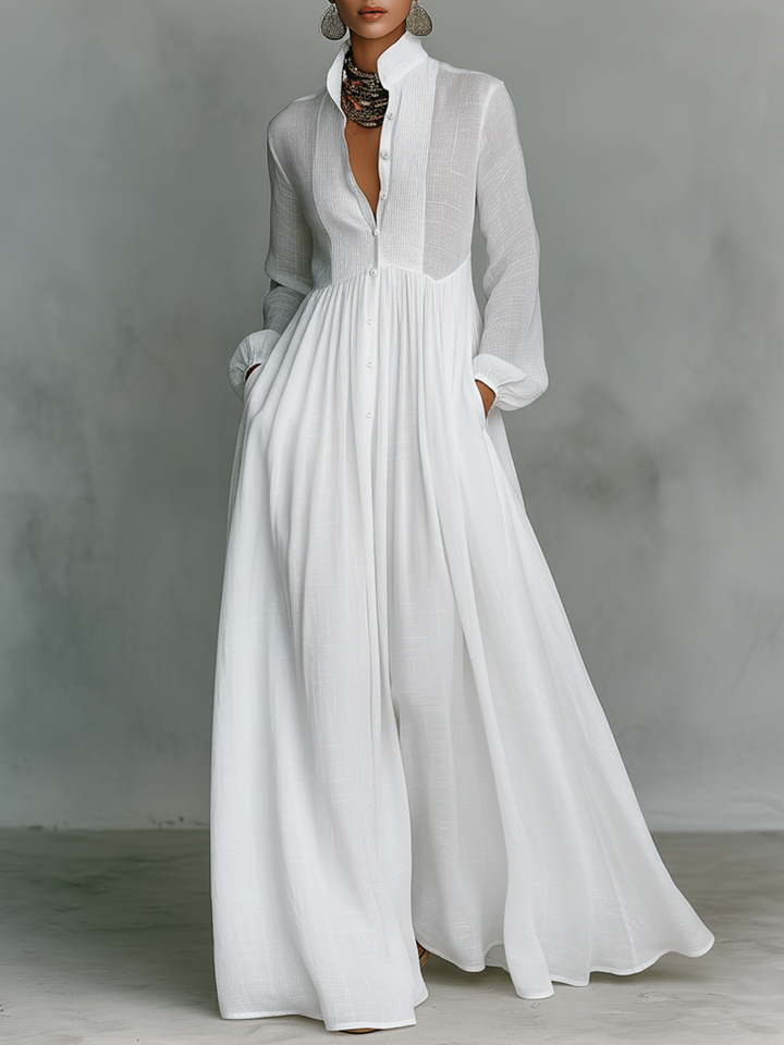 Flowy Long Sleeve Maxi Shirt Dress