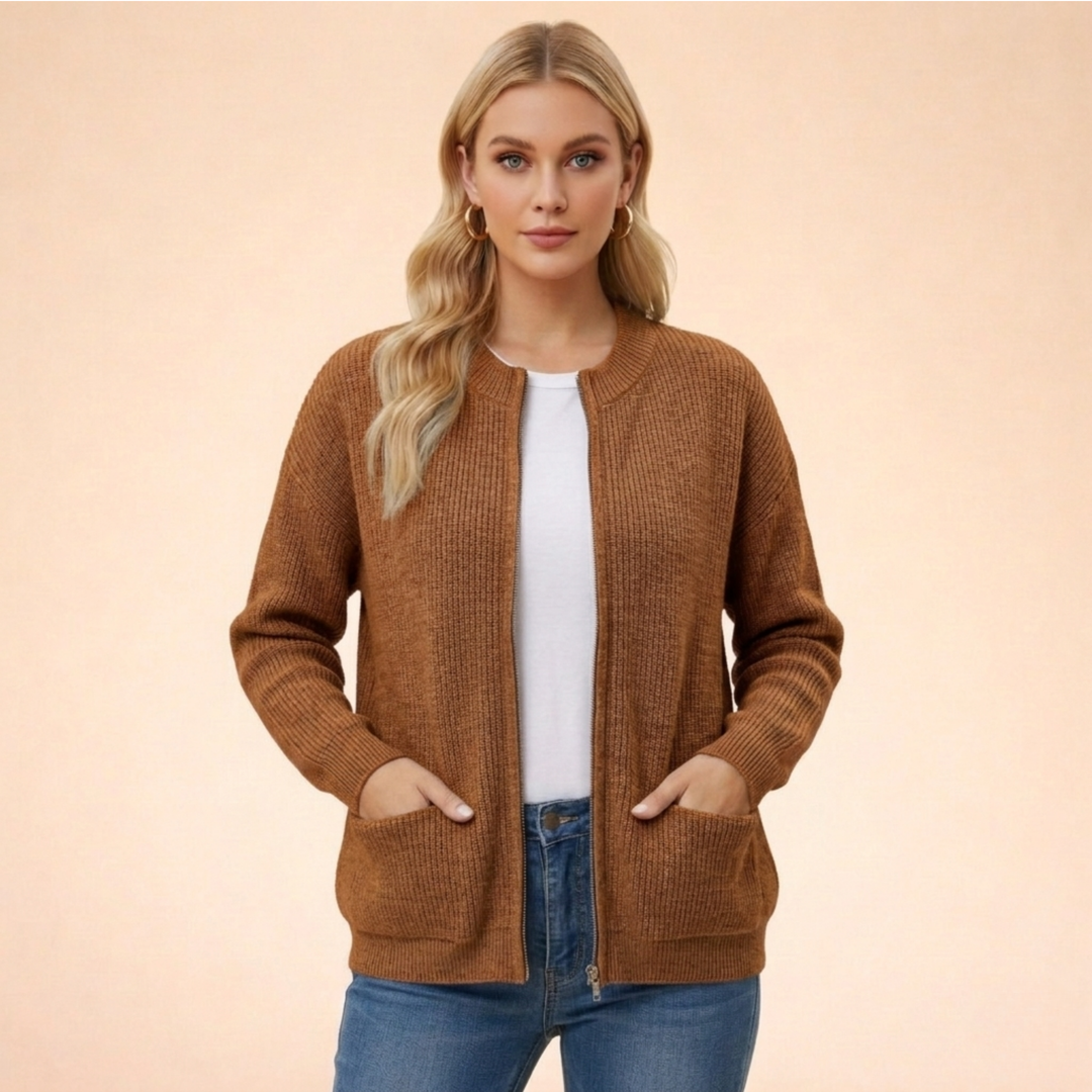 Women's Zip Front Knit Cardigan