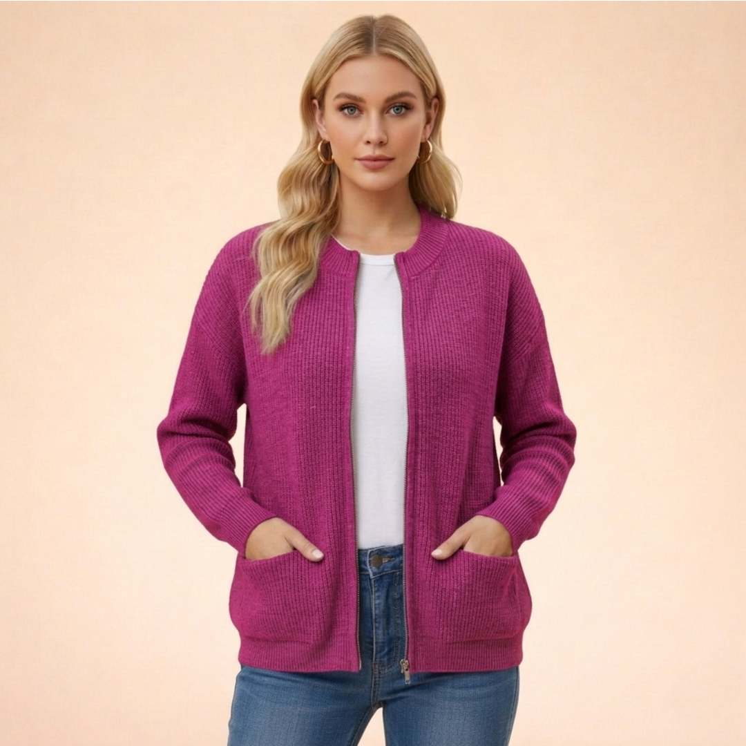 Women's Zip Front Knit Cardigan
