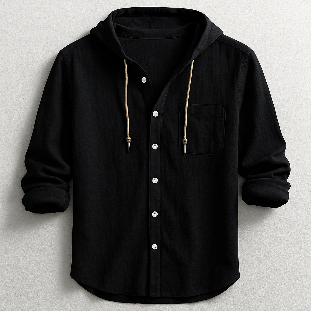 Men's Hooded Button Up Shirt