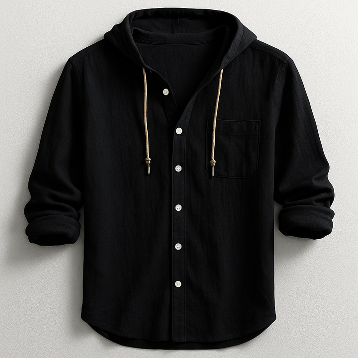 Men's Hooded Button Up Shirt