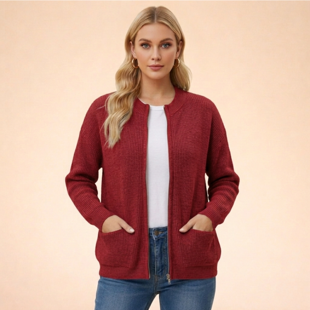 Women's Zip Front Knit Cardigan