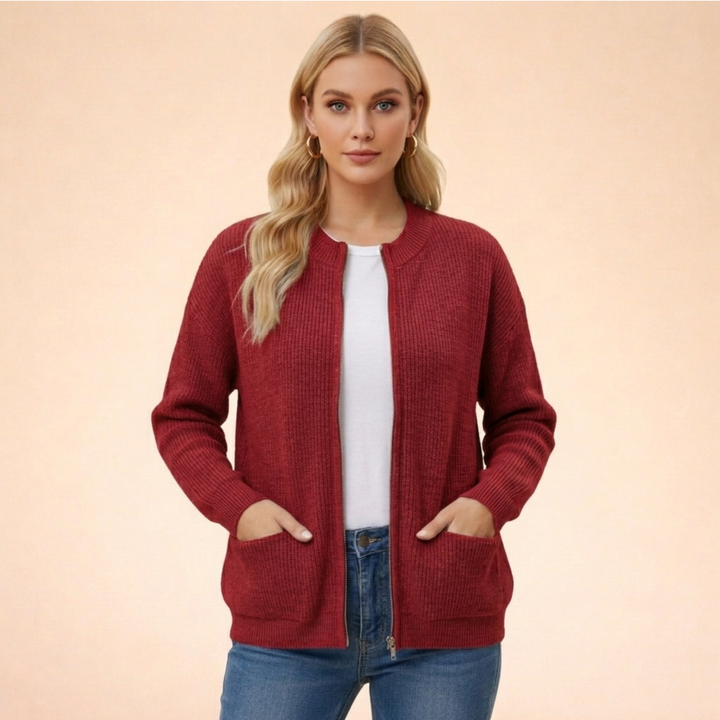 Women's Zip Front Knit Cardigan