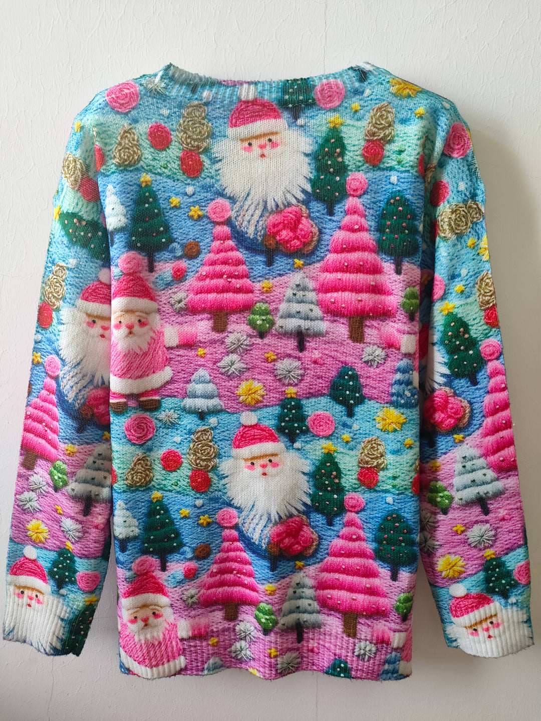 Women's Embroidered Santa Christmas Sweater Oversized Fit