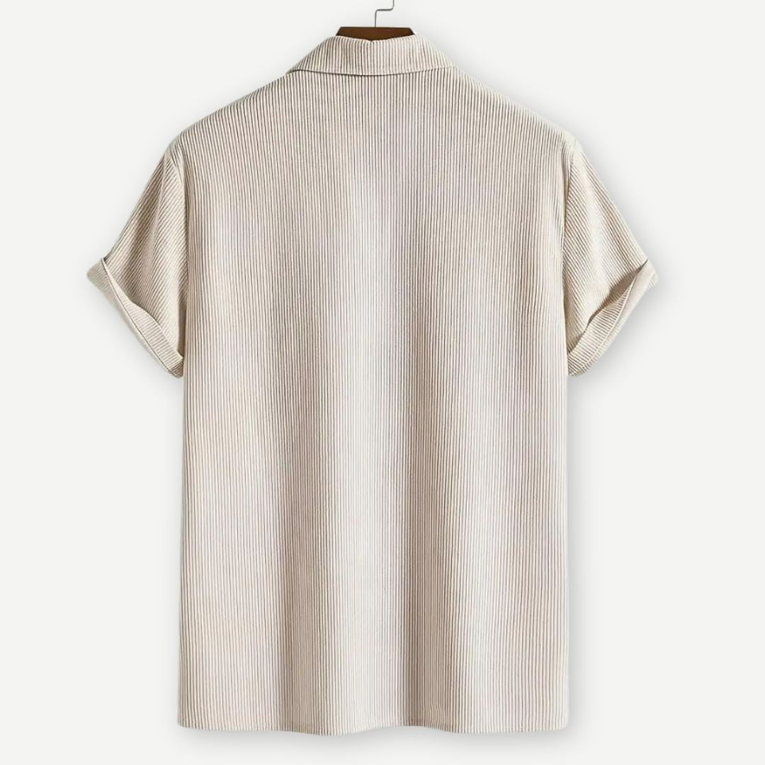 Men's Textured Open Collar Pullover Shirt