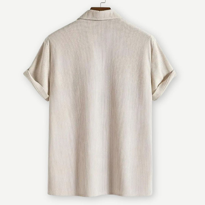 Men's Textured Open Collar Pullover Shirt