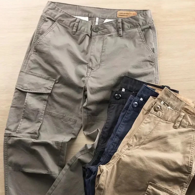 Men's Cotton Cargo Pants with Tapered Fit