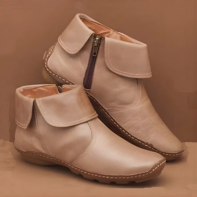 Women's Leather Ankle Boots with Side Zip