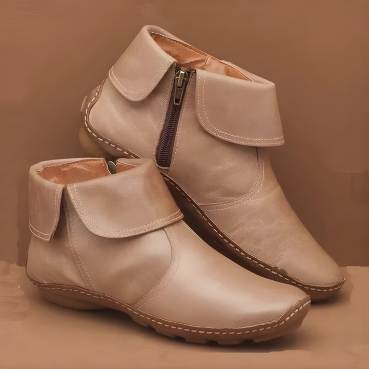 Women's Leather Ankle Boots with Side Zip