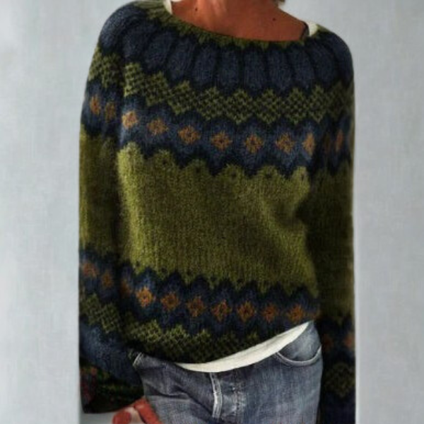 Women's Fair Isle Knit Sweater in Retro Pattern