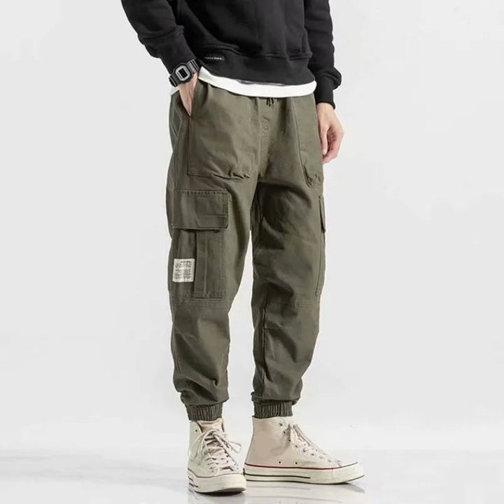 Men's Cotton Cargo Joggers with Elastic Cuffs