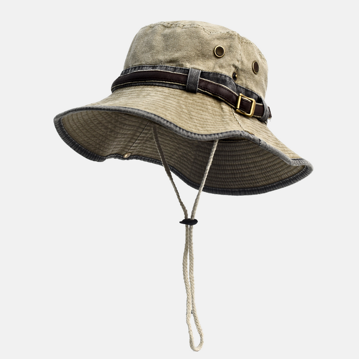 Washed Cotton Boonie Hat with Buckle Strap Detail