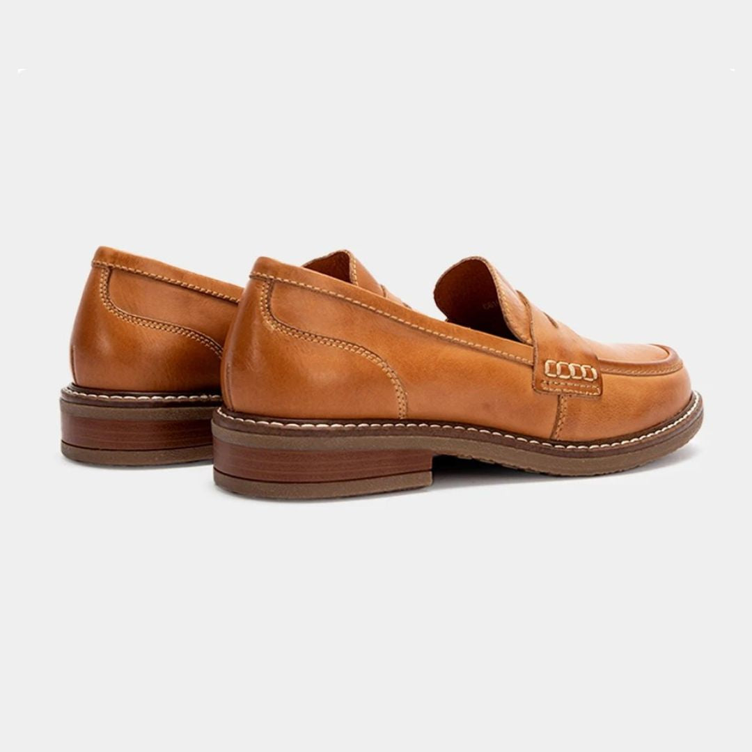 Women's Leather Penny Loafers with Orthopedic Insole