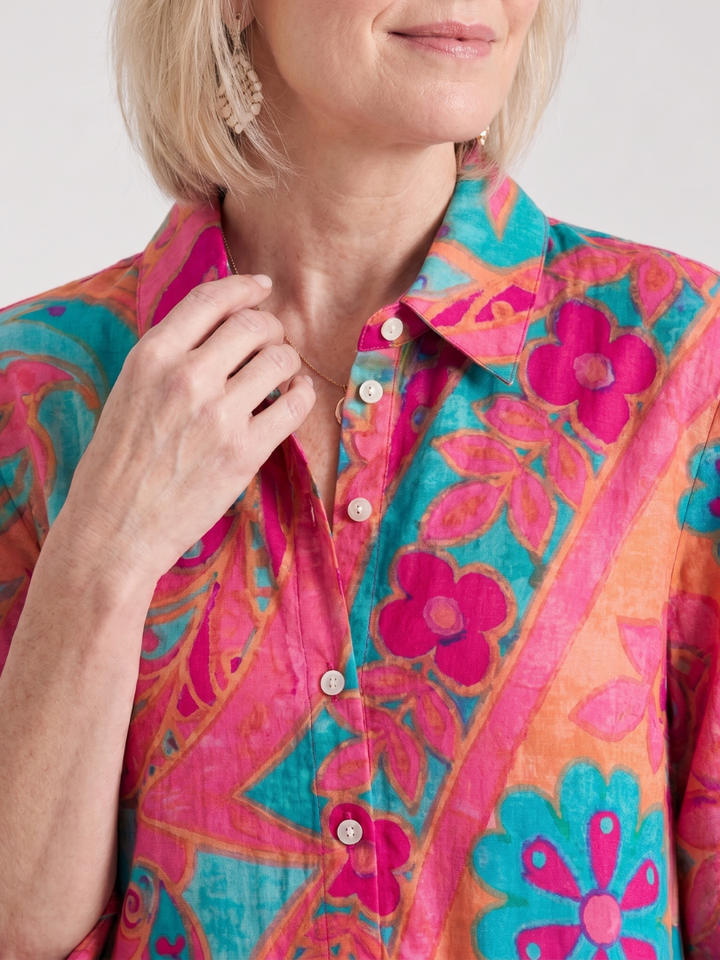 Women's Paisley Print Collared Shirt Dress
