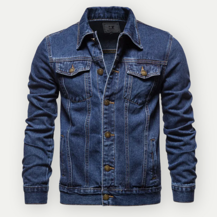 Men's Denim Trucker Jacket with Chest Pockets