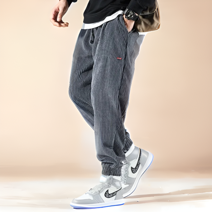 Men's Corduroy Jogger Sweatpants with Drawstring Waist