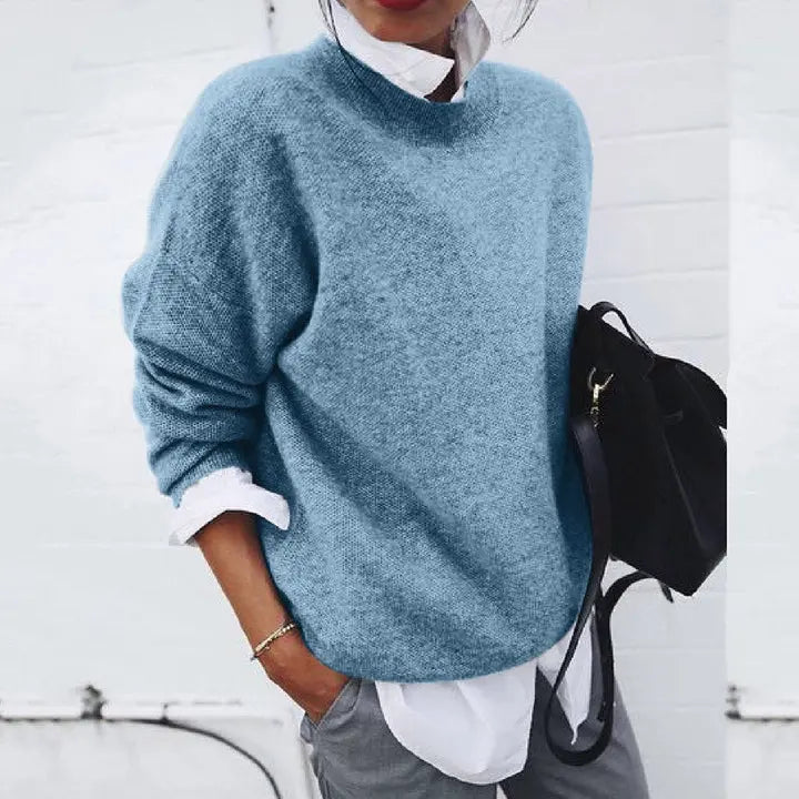 Women's Fine-Knit Crew Neck Sweater Relaxed Fit