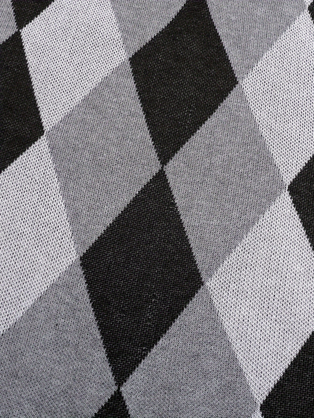 Men's Argyle Knit Sweater Vest with V-Neck