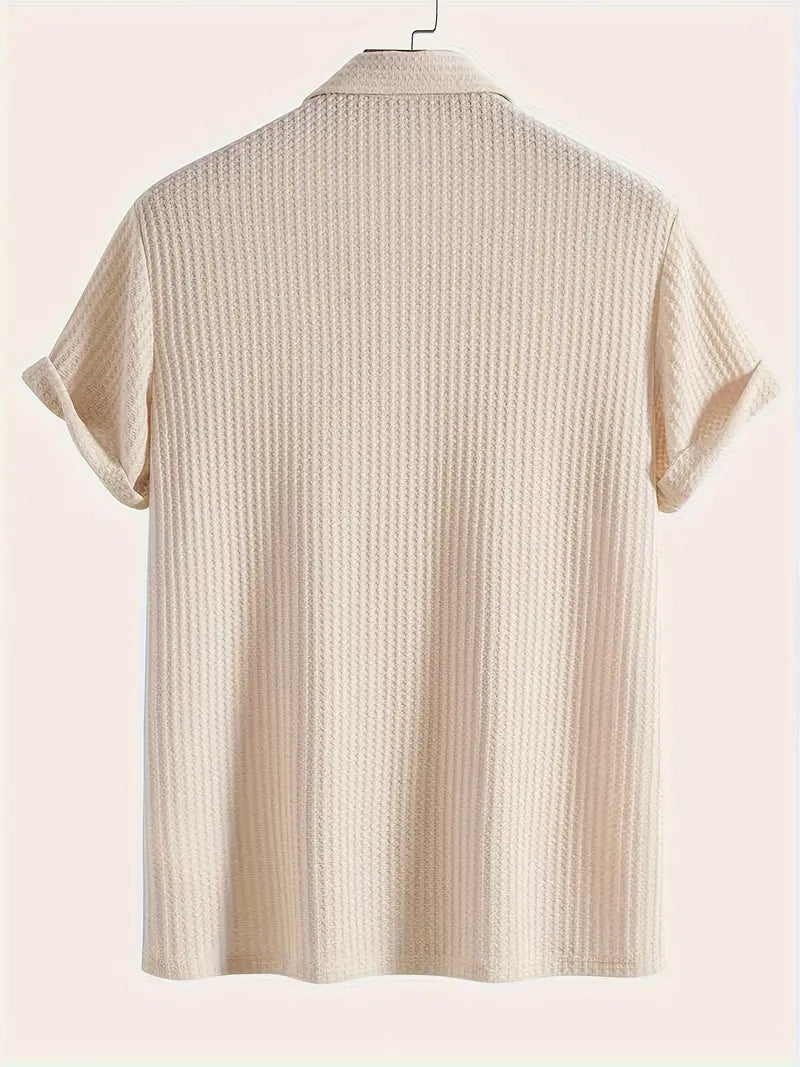 Textured Knit Polo Shirt for Men