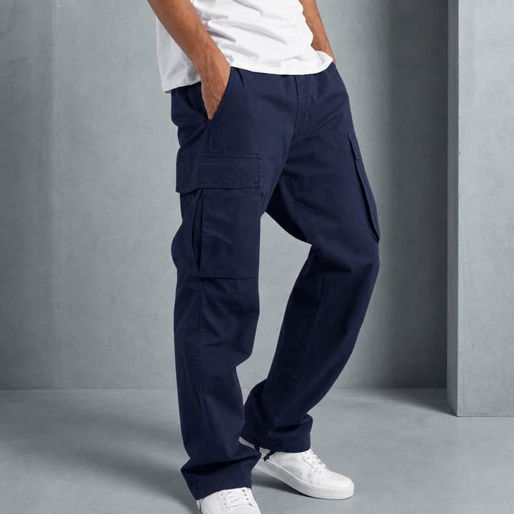 Men's Cotton Blend Cargo Pants with Drawcord Hem